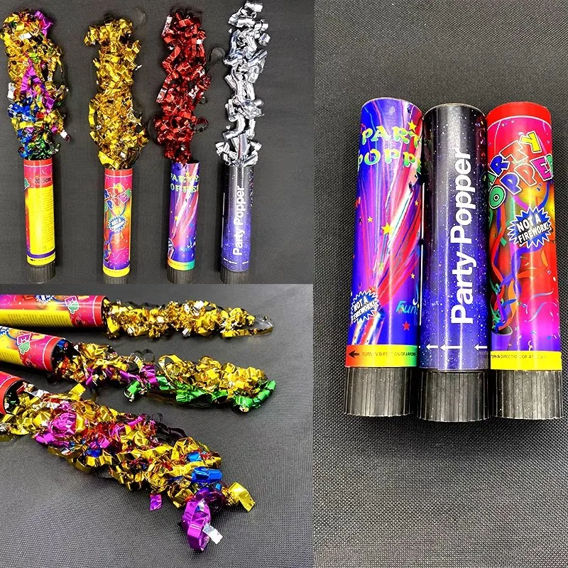 Hot Selling Handheld Fiberglass Tube 5 Inch Fireworks Paper Colourful Confetti Wedding Birthday Party Poppers Cannon Confetti Display Firecrackers