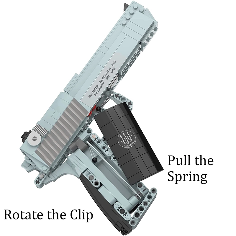 528 PCS Gun Building Toy Desert Eagle Pistol Model Kit Toy Machine Weapon Set Educational Construction Toy Building Block Gun
