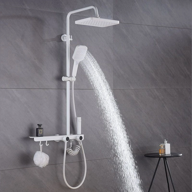 Water Plated Gun Gray Digital Display 4 Function Shower Set Household Large Sprinkler Waterfall Brass Body Thickened Metal Shelving Plate