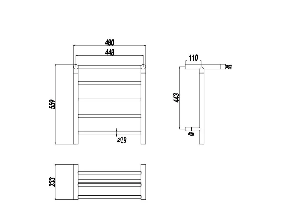 Bathroom Accessories Wall Mounted Heated Towel Rack with Shelf