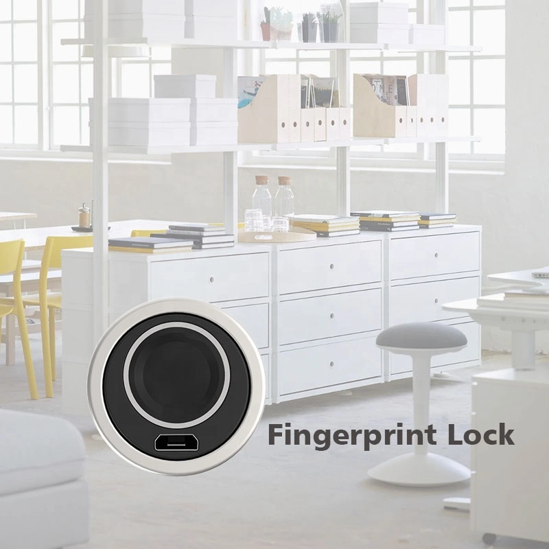 Electronic Wardrobe Desk Round Biometric Smart Fingerprint Cabinet Lock for Drawer