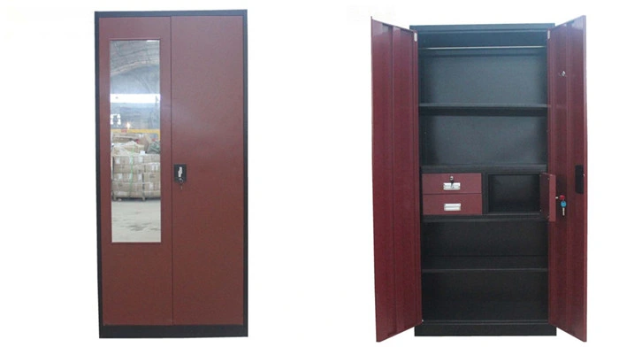 Bedroom Wardrobe Locker Metal 2 Door Cloth Cabinet