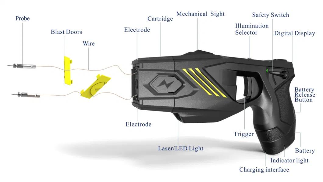 Long Distance Police Stun Gun with Green Laser Strong Light