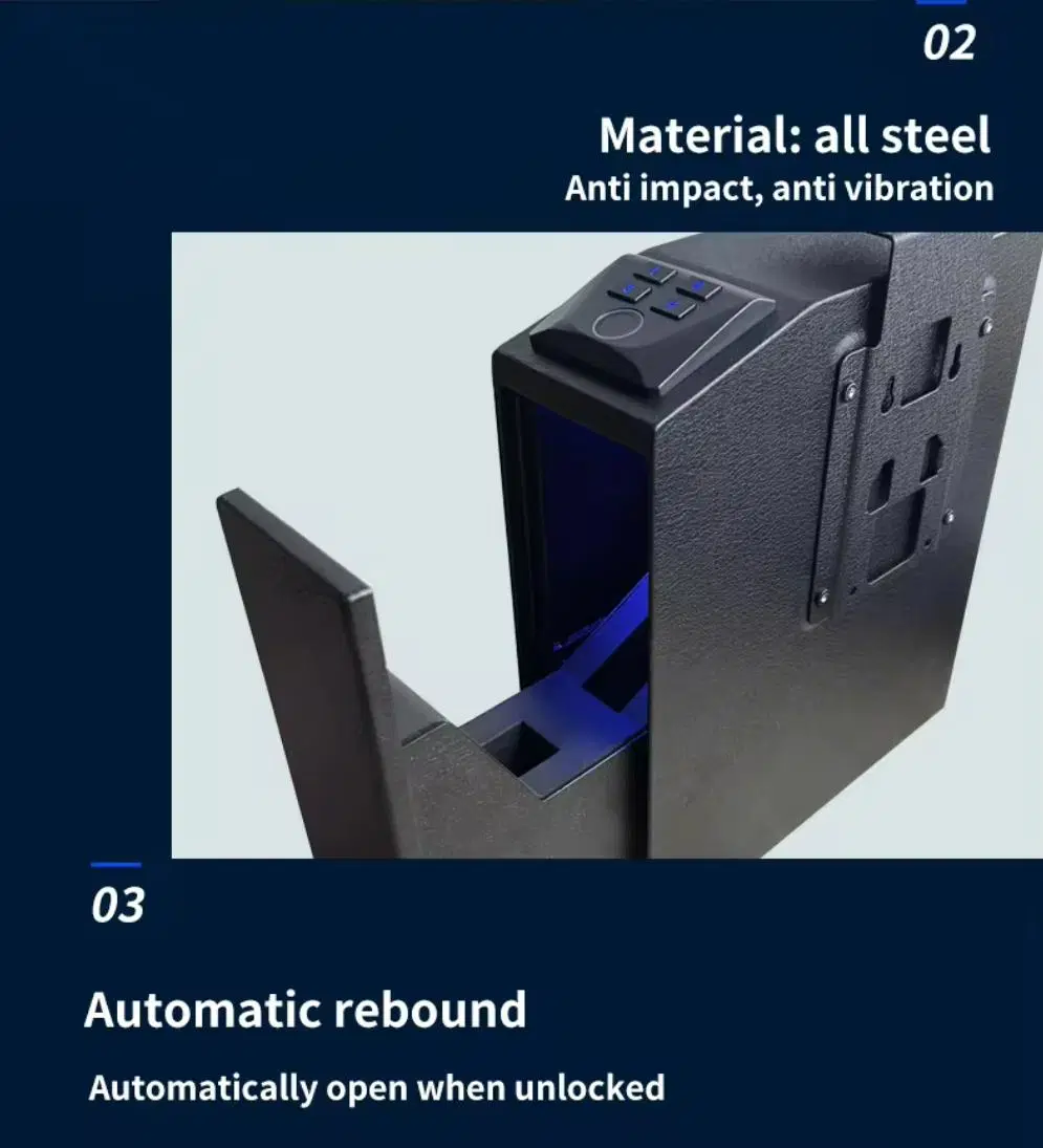 Automatic Pulling and Hanging Gun Box Hidden Safes for Home Biometric Fingerprint Hand Gun Auto-Open Steel Storage Safe Box