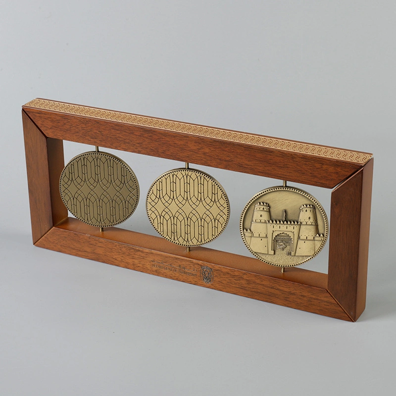 Solid Wood Commemorative Medallion Coin Wooden Three-Dimensional Frame Stands