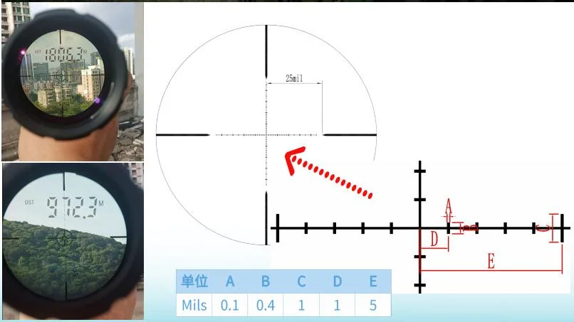 Long Range Max Over 2000m Distance Detectable IR Laser Rangefinder Dual Reticles Tactical Hunting Lrf Ranging 5-25X56 Weapon Telescopic Ranging Scope