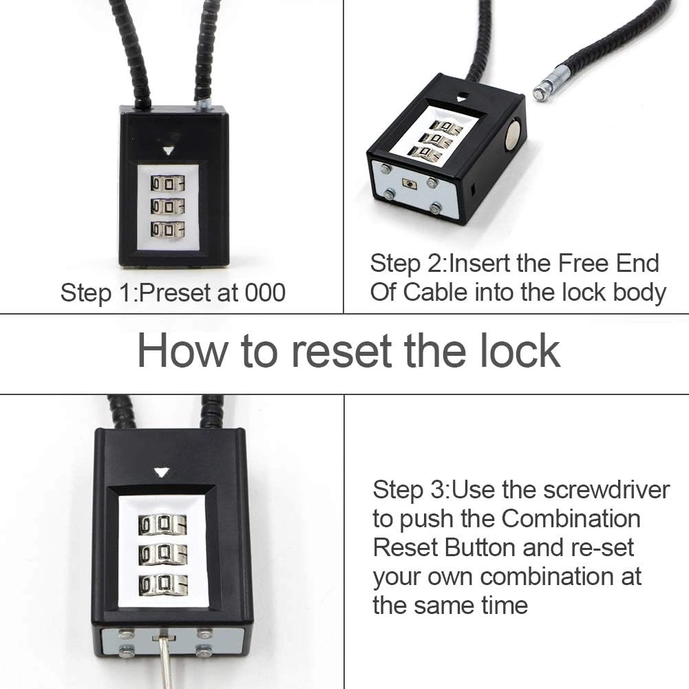 Yh1804 High Quality Cable Combination Gun Lock Retractable Cable Wire Trigger Lock