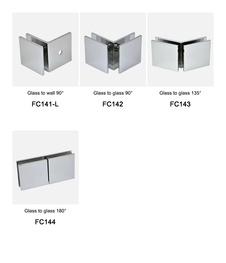 Frameless Glass to Wall 180 Degree Clip Square Glass Connector Glass Clamp