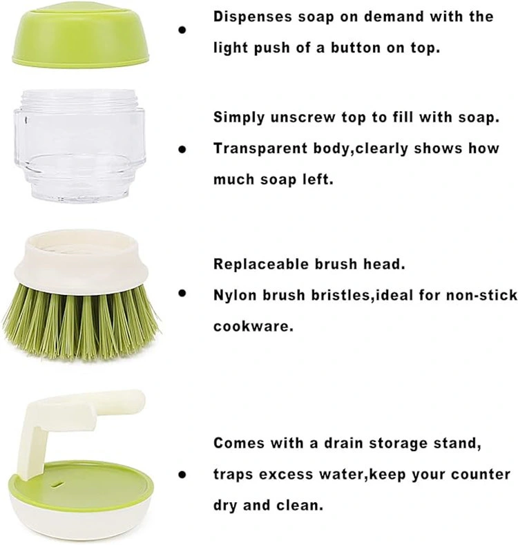 Multifunctional Kitchen Cleaning Tool Rack Manual Soap Dispenser Pot Dish Brush