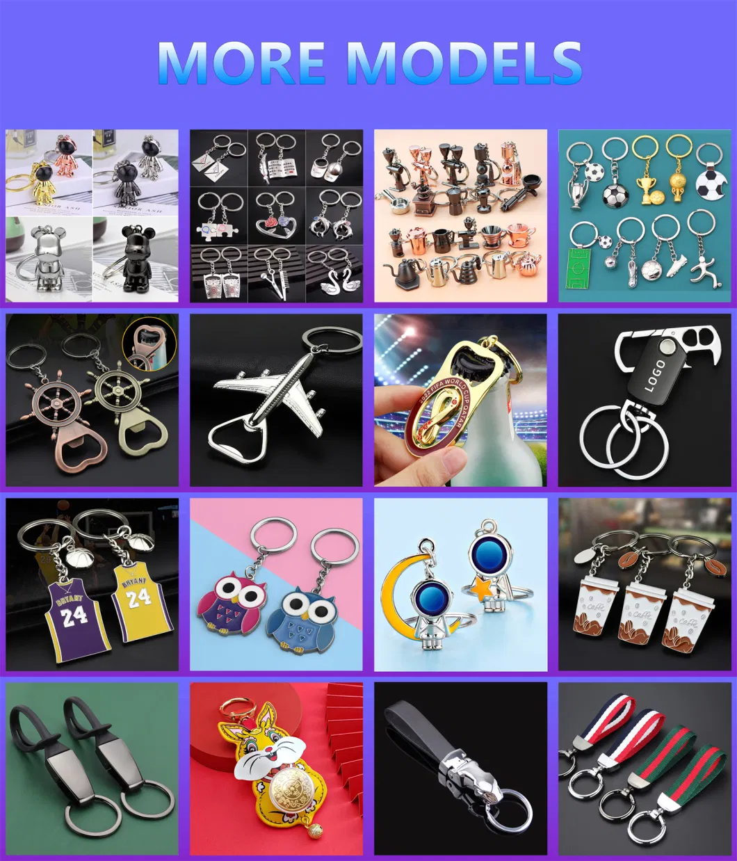 Wholesale Custom Logo 3D Key Chain Pokemon Kawaii Gun Safety Promotional Keychains Luxury Carabiners for Women Alloy Metal Keychain