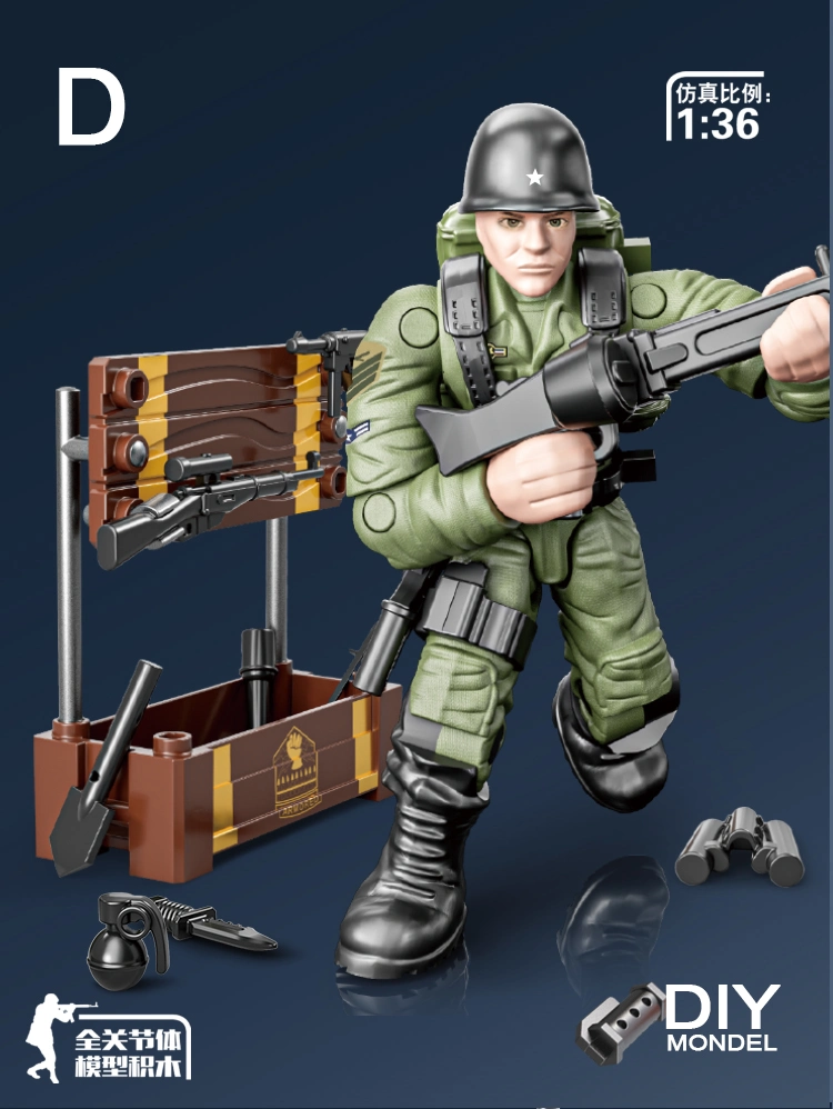 Wwii Soldier Model 1: 36 Assembly Building Block Toys 8 PCS Soldier Joints Action Mini Soldier with Multiple Military-Weapons DIY Toy