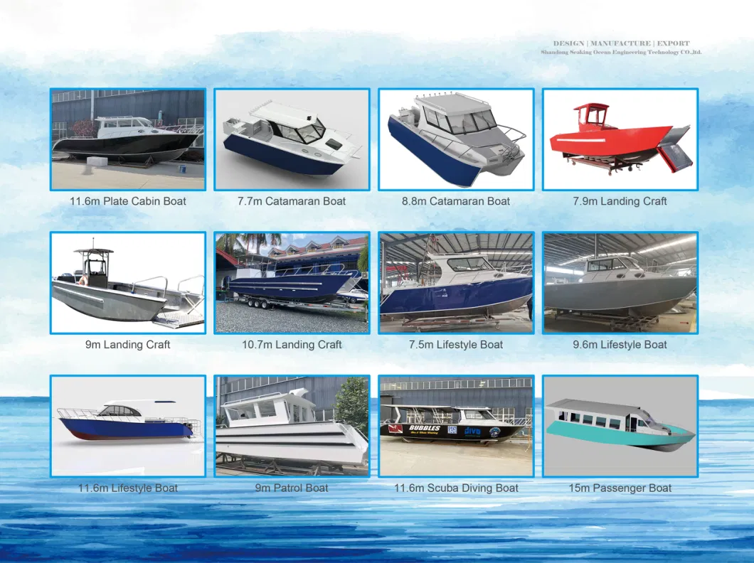 CE Approved 7.5m 24.6FT All-Welded Full Cabin Aluminum/Aluminium Pontoon Speed Fishing Boat