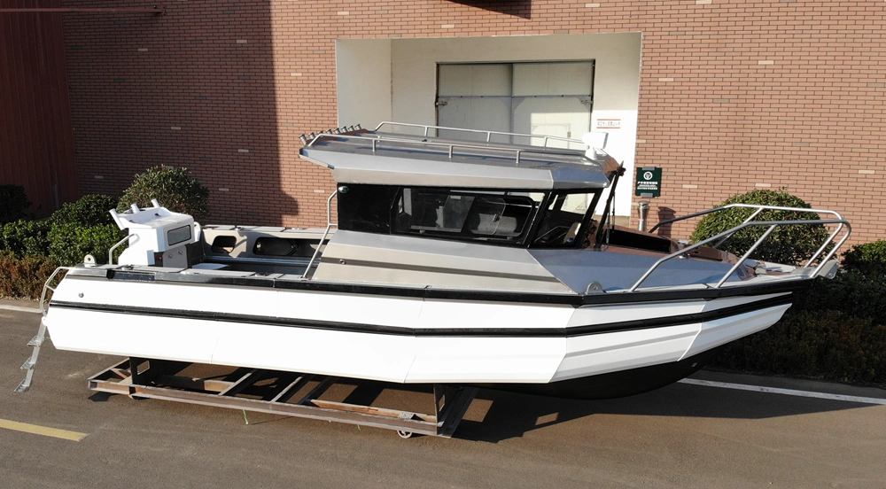 CE Approved 7.5m 24.6FT All-Welded Full Cabin Aluminum/Aluminium Pontoon Speed Fishing Boat