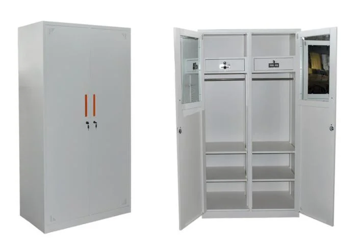 White Color Home Office Clother Locker 2 Door Cold Steel Meal Wardrobe Cabinet