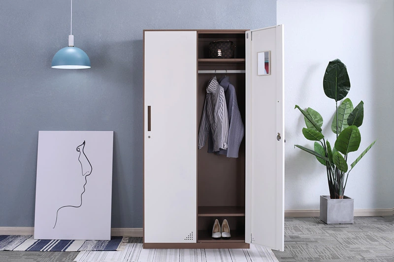 Factory Directly Bedroom Clothes Locker Cabinet Double Color Metal Wardrobe