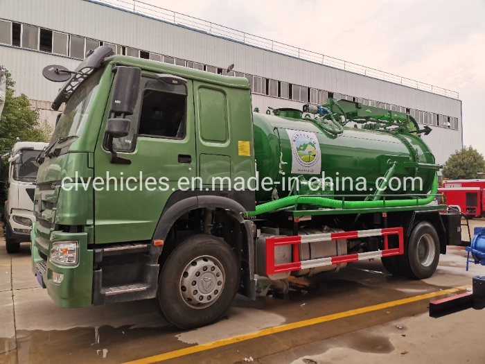 HOWO 9cbm Sewage Tank Italy Moro Pump Fecal Vacuum Suction Truck