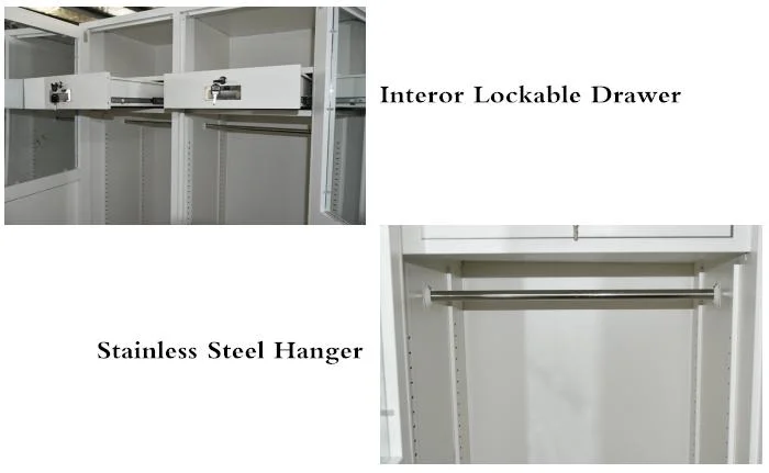 White Color Home Office Clother Locker 2 Door Cold Steel Meal Wardrobe Cabinet