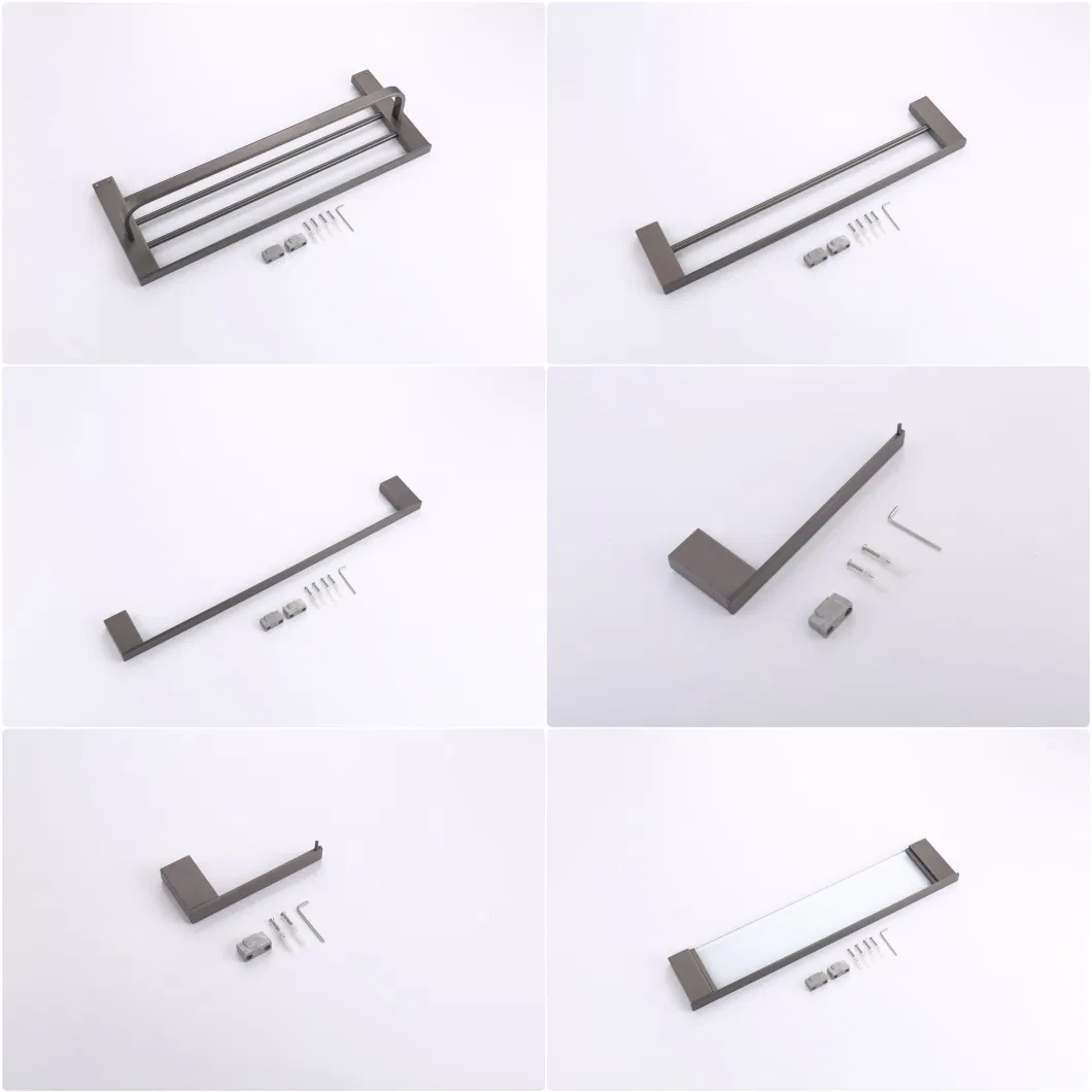 SUS 304 Gun Metal Surface Bathroom Towel Rack Stainless Steel Bathroom Accessories