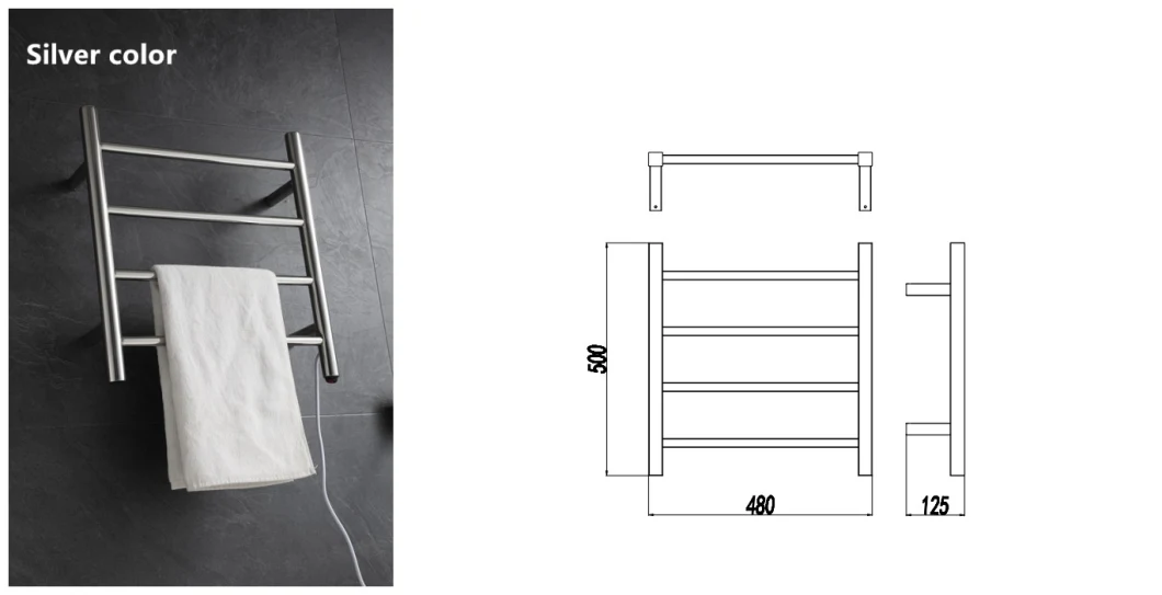 Wall Mounted 304 Stainless Steel Brushed Bathroom Electric Towel Rack