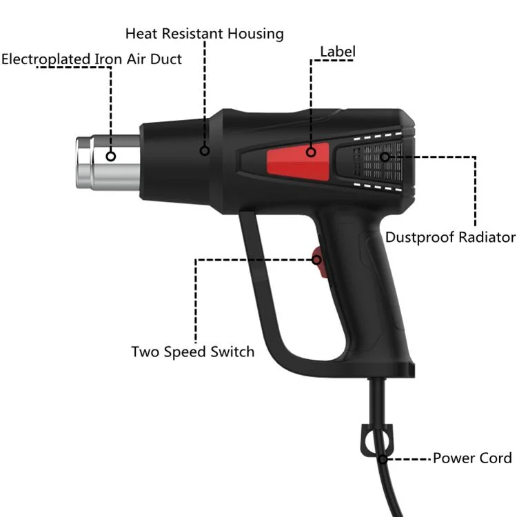 Making and Sale Dual Airflow Controls 1400W Dual Temperature Hot Air Guns Tqr-85c1 Heat Guns