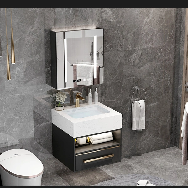 Nordic Bathroom Cabinet Combination Bathroom Sink Basin Toilet Marble Vanity Smart Mirror Cabinet