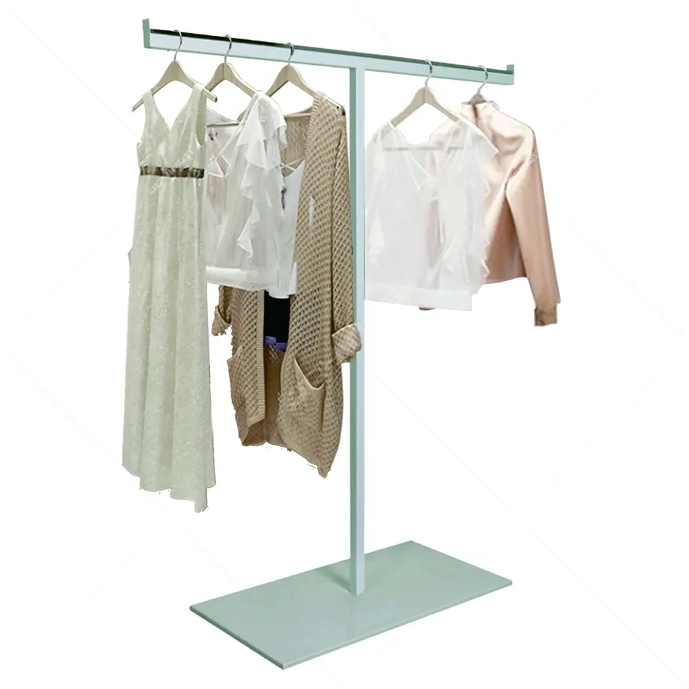 2- Arm Clothes Display Stand Clothing Shops Display Stand Stainless Steel Garment Display Stand