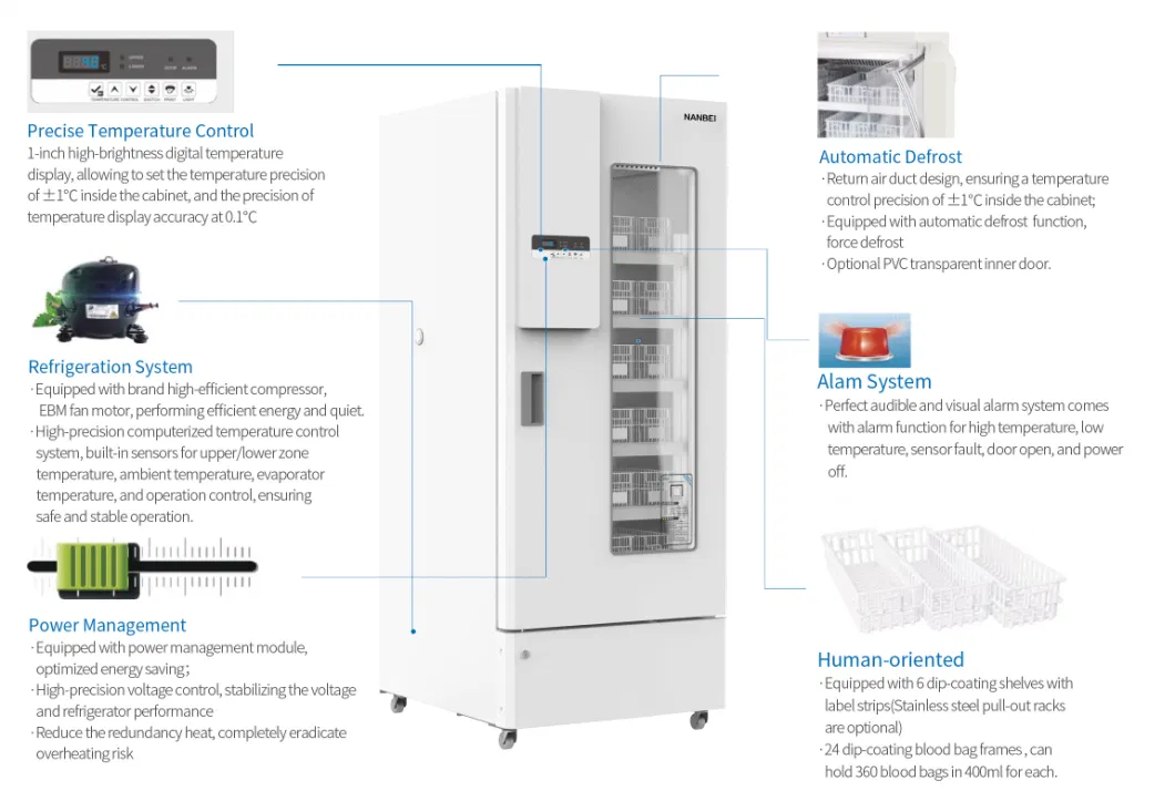 Hospital 4 Degree Blood Storage Refrigerator with CE