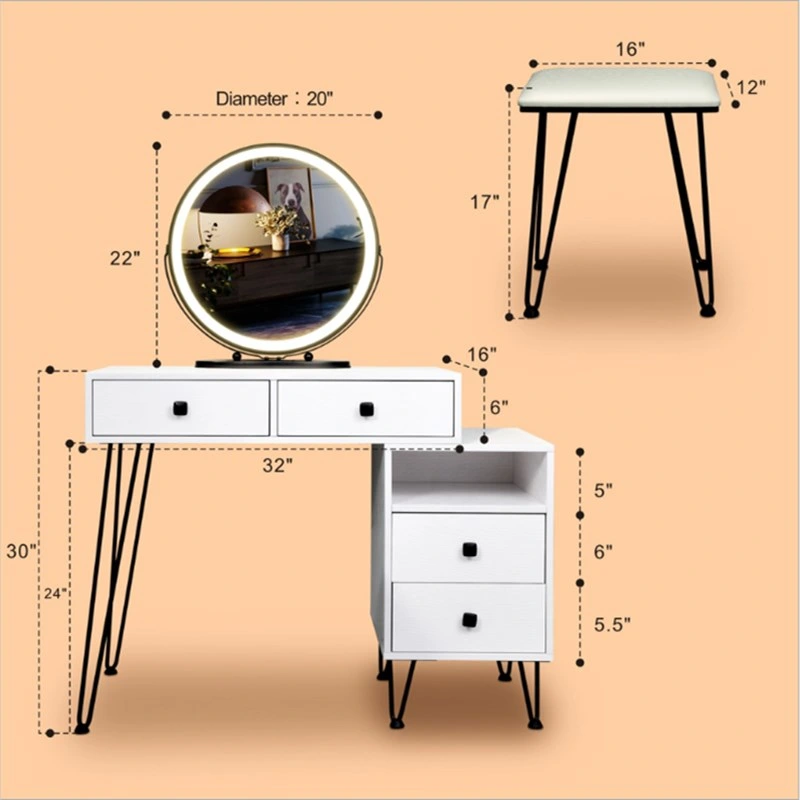 Nordic Dressing Table Storage Cabinet One Bedroom Household Dressing Table Dressing Table Solid Wood Dressing Table with Light