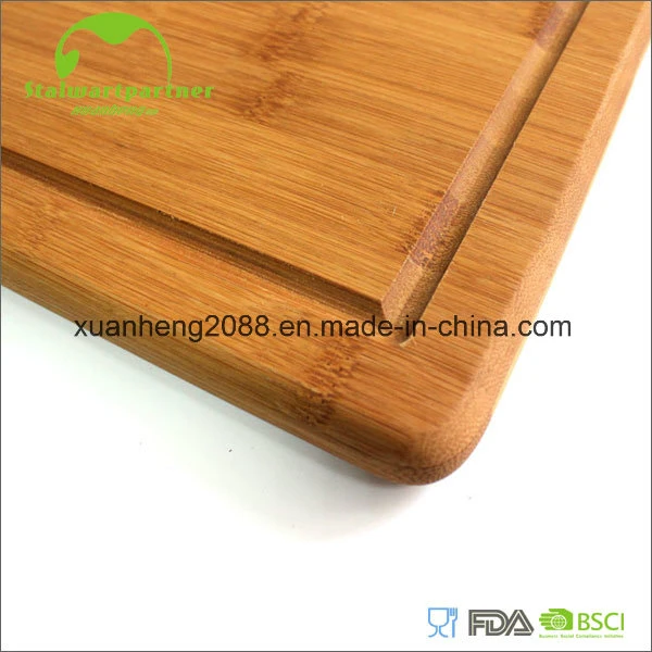 Natural Bamboo Cutting Board Drip Groove Non-Slip Feet