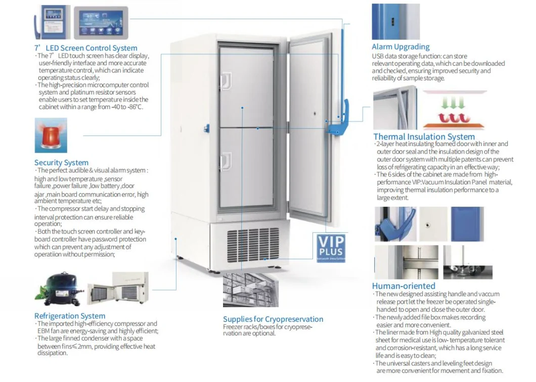 -86c Freezer Ultra Cold Low Temperature Freezer Deep Freezer for Lab