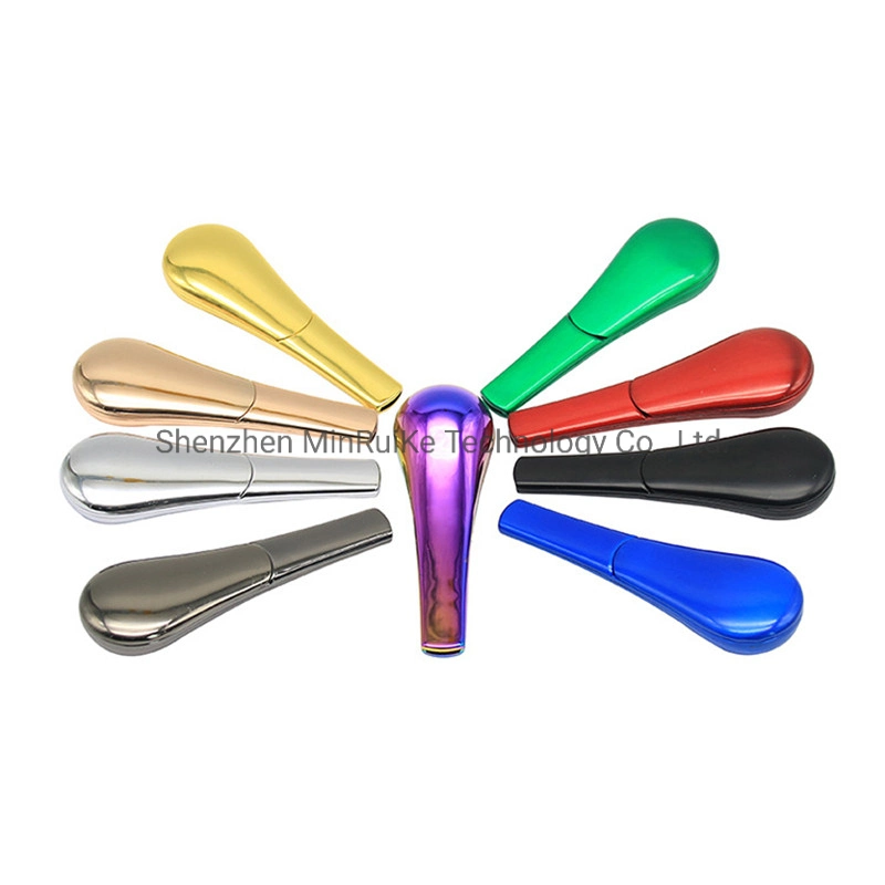 Zinc Alloy Rainbow Colormetal Spoon Pipe Gift Box Packaging Spoon Shape with Cover Metal Smoking 11 Colors Electronic Cigarette Accessories