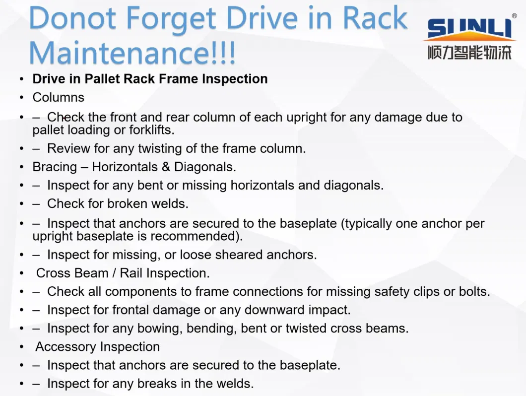 Convenient Fork Truck Drive in Rack with Support Guide Rail