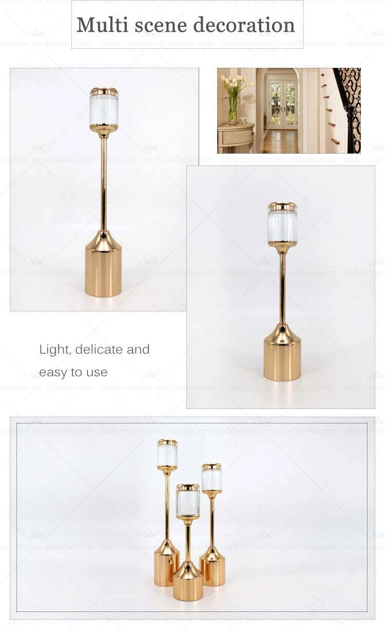 Professional Gold Candle Holders Set Acrylic Candlesticks for Home Housewarming Gift