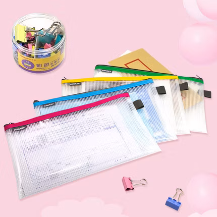 25*19cm A5 Desktop Cartoon EVA Mesh Fabric Pencil Pouches with Zipper