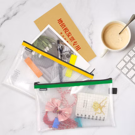 25*19cm A5 Desktop Cartoon EVA Mesh Fabric Pencil Pouches with Zipper