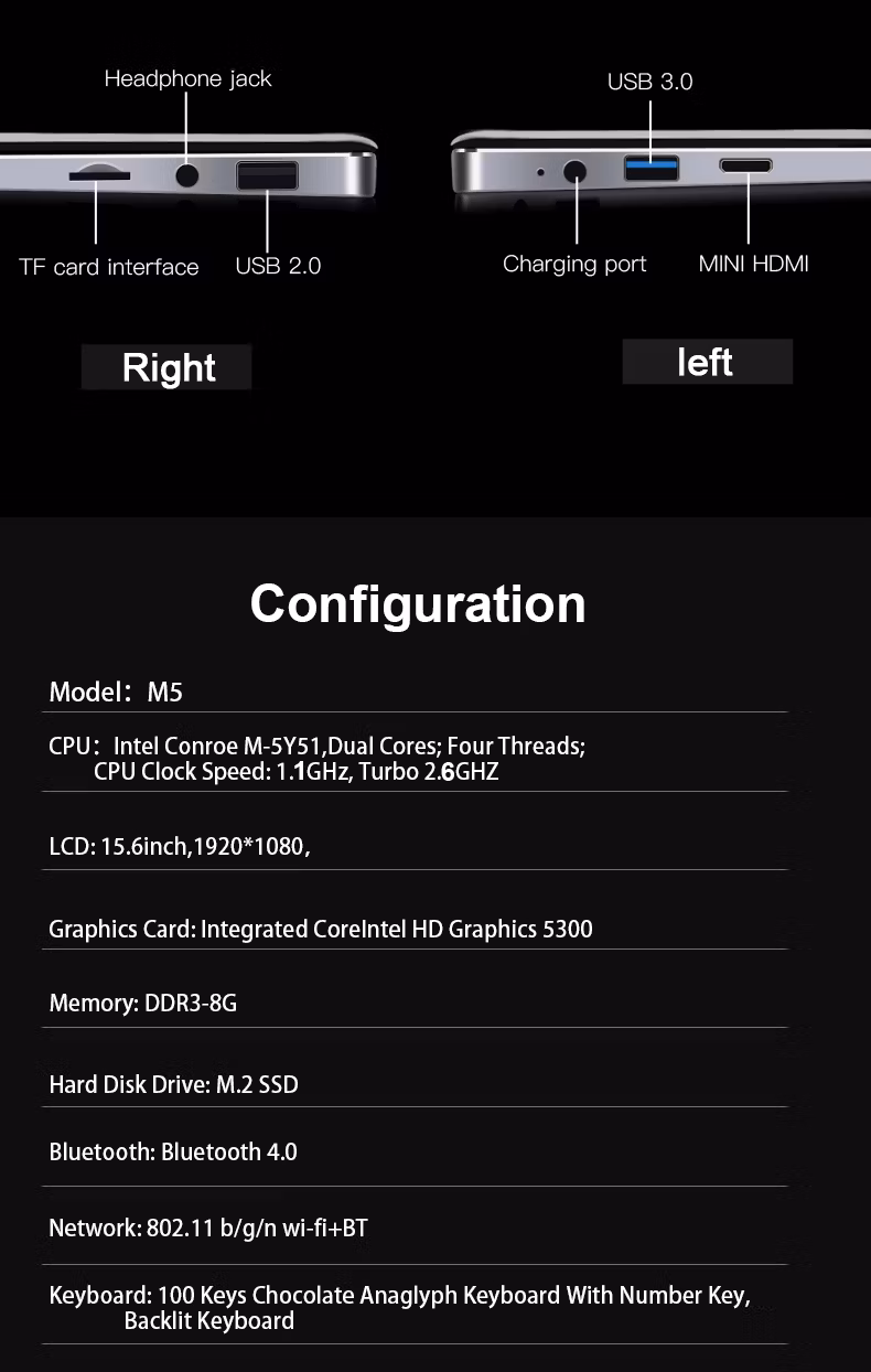 Customization Laptop 15.6 Inch Hot Selling Notebook Students Notebook Netbook Light Laptop SSD Laptop