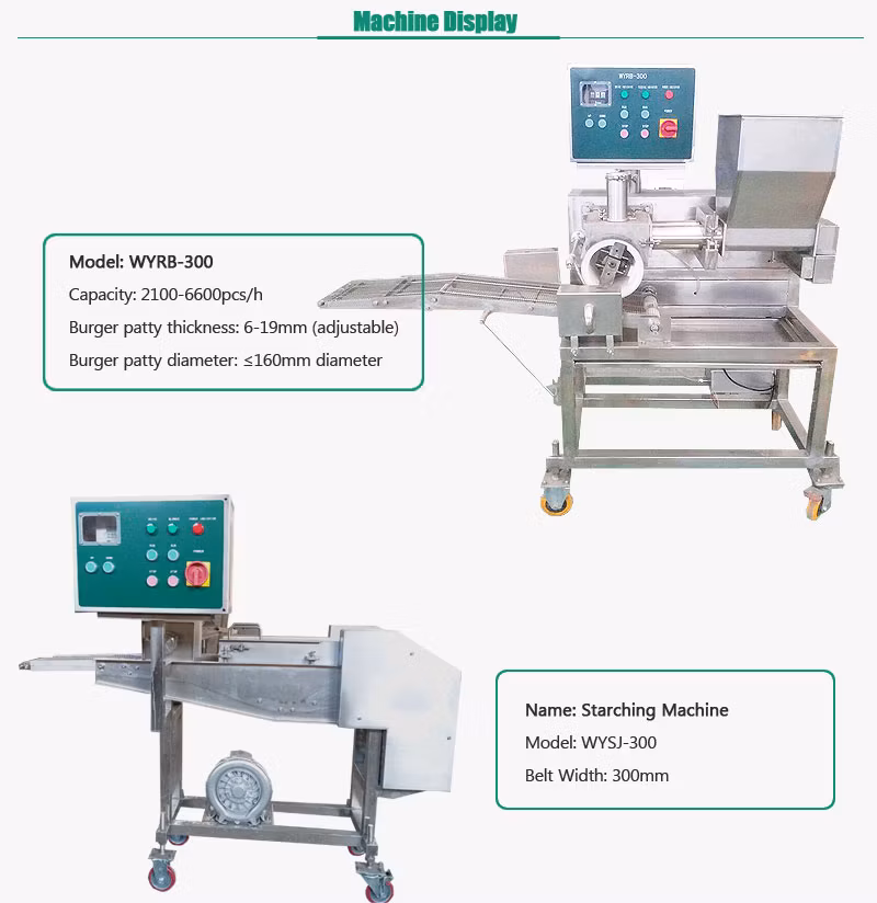 Big Capacity Fish Cutlet Starching Machine Hamburger Patty Machine Chicken Nugget Line