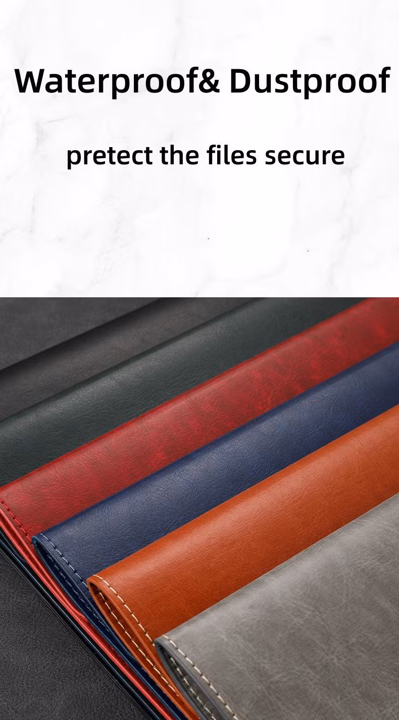 Red PU Leather A4 File Folder Document Holder Waterproof Portfolio Envelope Folder Case with Snap Closure