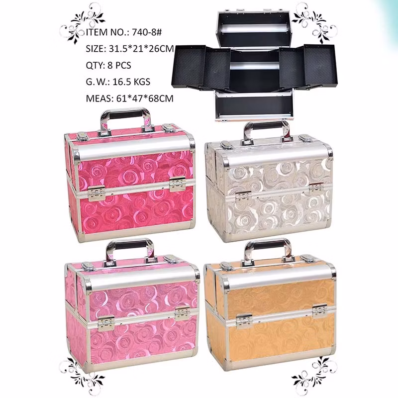 Makeup Train Case Professional Makeup Organizer Case with Flowers