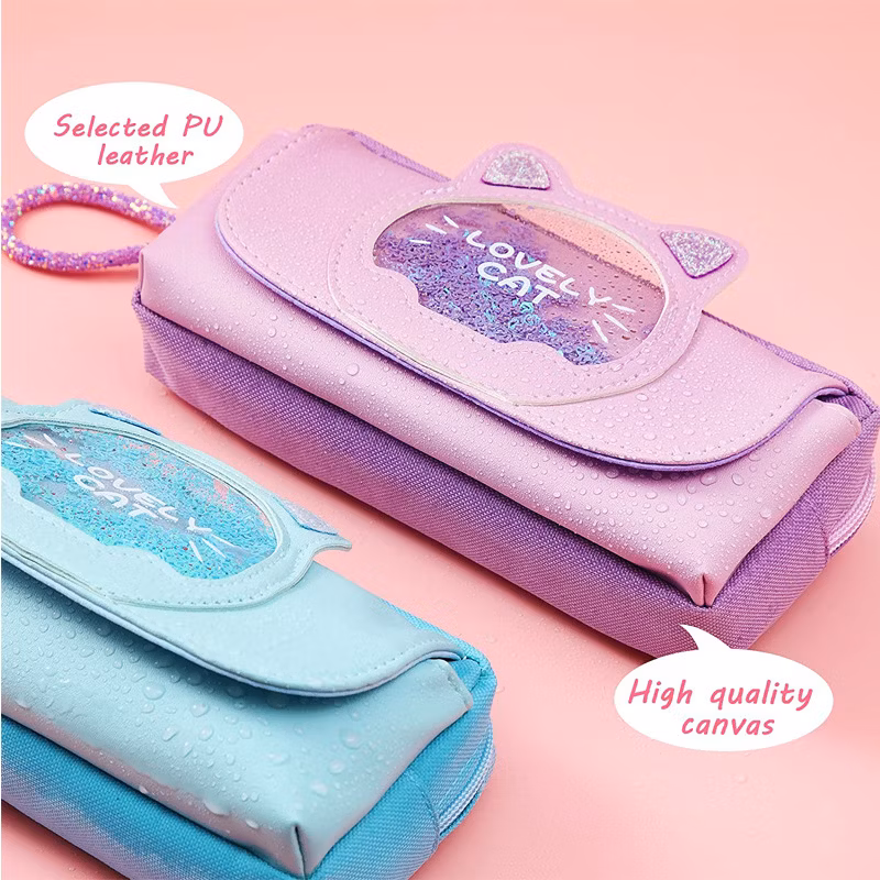 Pink Canvas Pencil Bag Colourful Large Storage Pencil Case Pen Bag with Zipper Big Capacity Pouch Organizer