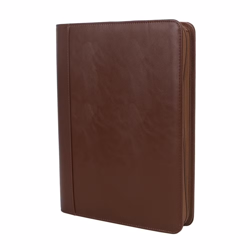Interview Writing Pad Zippered Portfolio 3 Ring Binder Business PU Leather Padfolio Document Organizer
