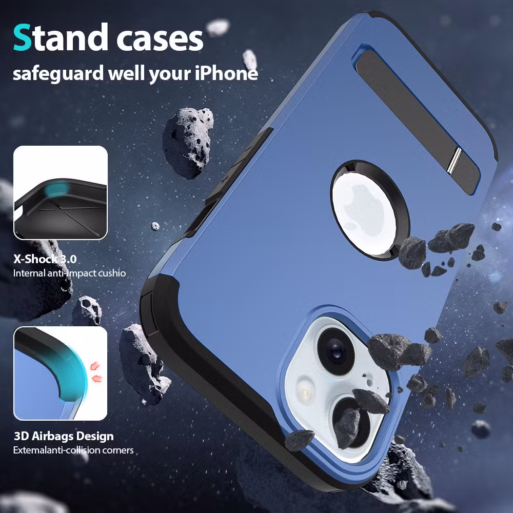 Logo Hollow out with Kickstand Frosted TPU PC Mobile Phone Case Stand Wholesale Cell Phone Case Cover for Phone 14 13 12 PRO Max