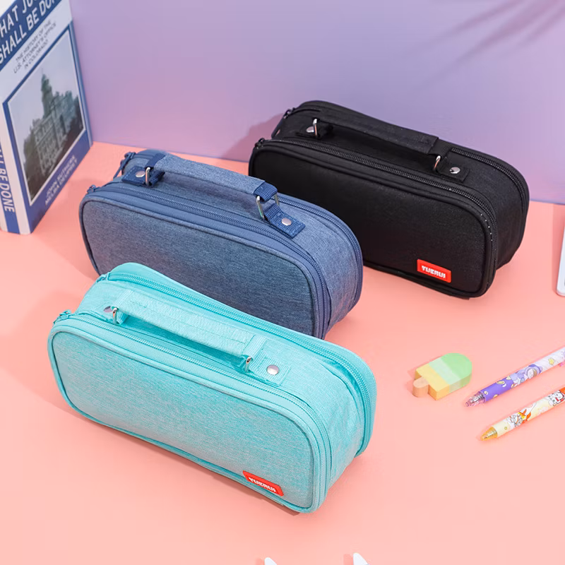 Jeans Blue Oxford Cloth Pencil Bag Colourful Large Storage Pencil Case Pen Bag with Zipper Big Capacity Pouch Organizer