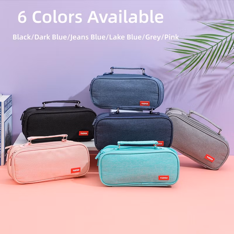 Jeans Blue Oxford Cloth Pencil Bag Colourful Large Storage Pencil Case Pen Bag with Zipper Big Capacity Pouch Organizer