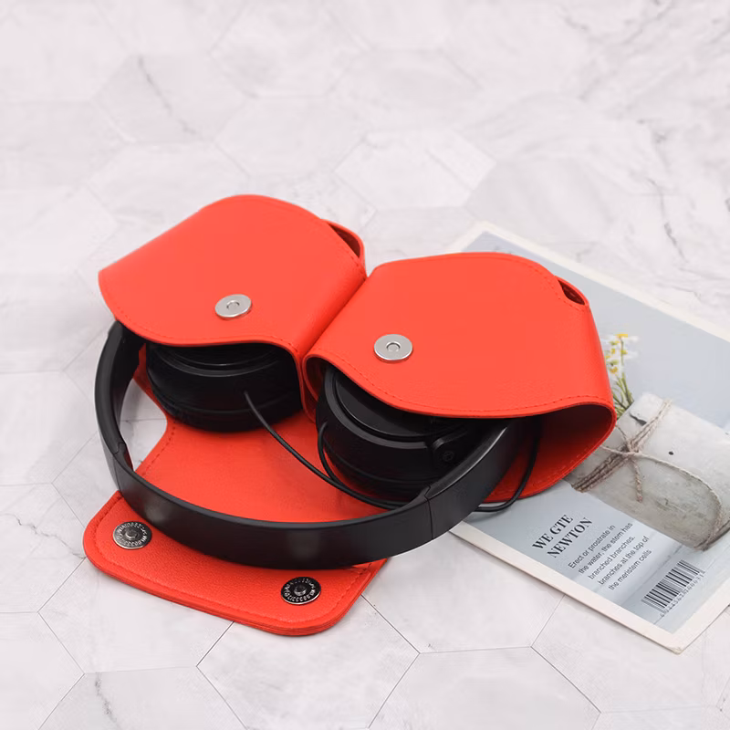 Premium Logo Promotional Gift Bluetooth Headset Bag Customized Designer Leather Headphone Case