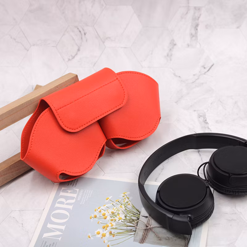 Premium Logo Promotional Gift Bluetooth Headset Bag Customized Designer Leather Headphone Case
