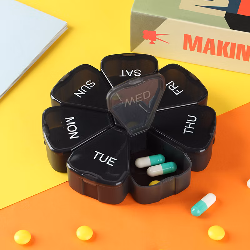 New Model Flower Shaped 7 Days Pill Organizer and Case