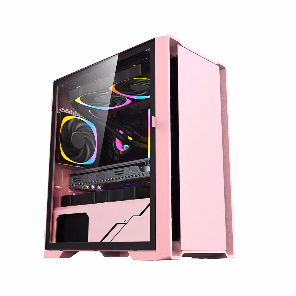 Tempered Glass Mesh ATX M-ATX RGB Lamp MID-Tower Black Computer Gaming PC Case with 10 Fans, Suitable for Gamers