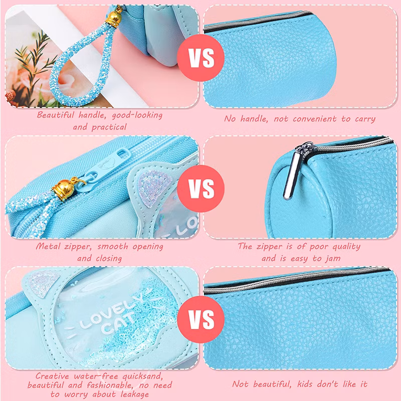Pink Canvas Pencil Bag Colourful Large Storage Pencil Case Pen Bag with Zipper Big Capacity Pouch Organizer