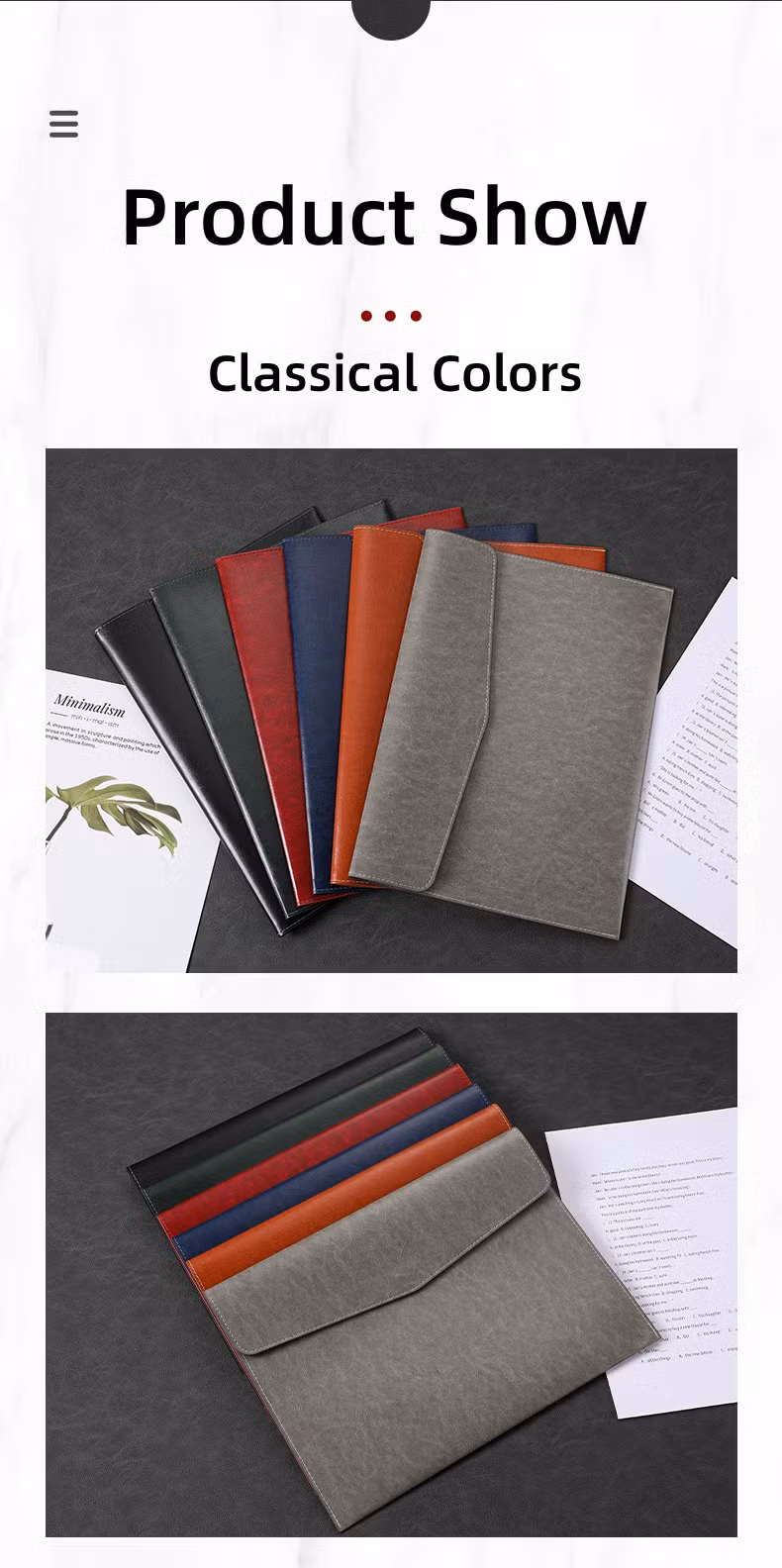 Red PU Leather A4 File Folder Document Holder Waterproof Portfolio Envelope Folder Case with Snap Closure
